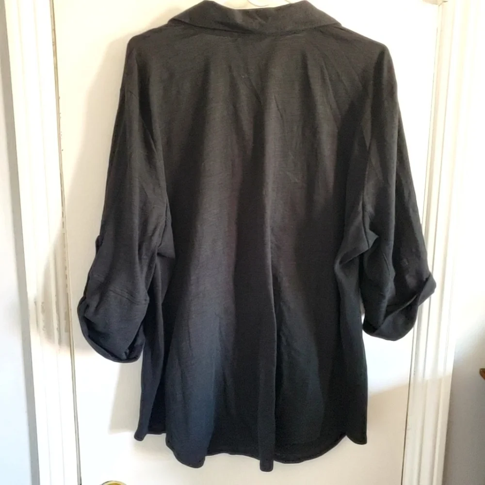 Nordstrom Sandra Ingrish Womens Cotton Button Down Top Size 1X Career Office - Picture 3 of 10